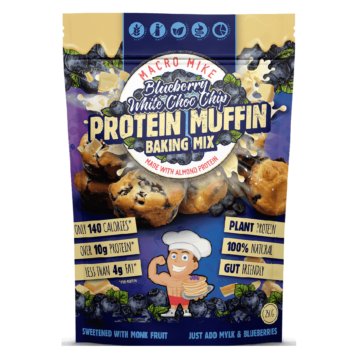 Macro Mike Blueberry White Choc Chip Protein Muffin Mix - Stacked Supps