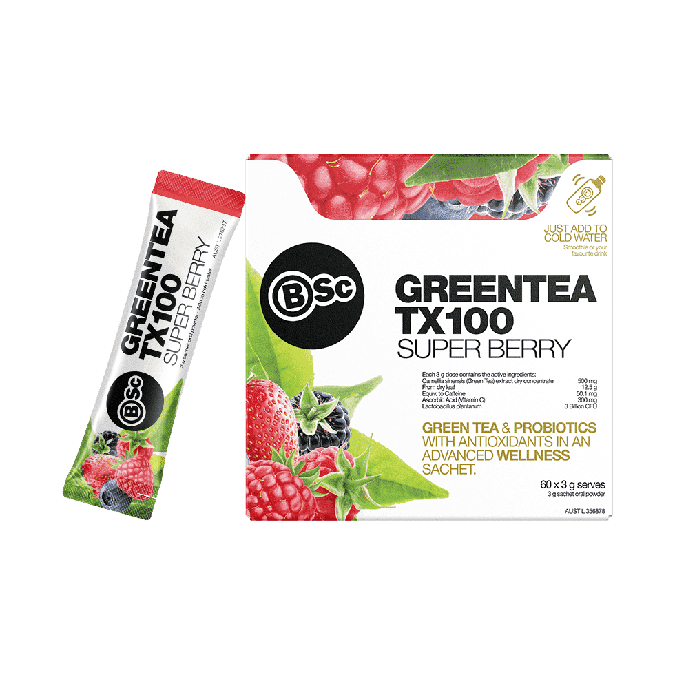 BSC Green tea TX100 Single Serve Sachets - Stacked Supps
