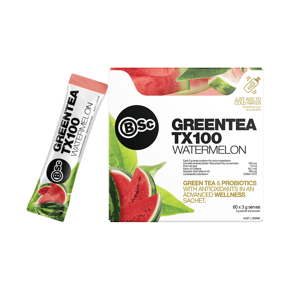 BSC Green tea TX100 Single Serve Sachets - Stacked Supps