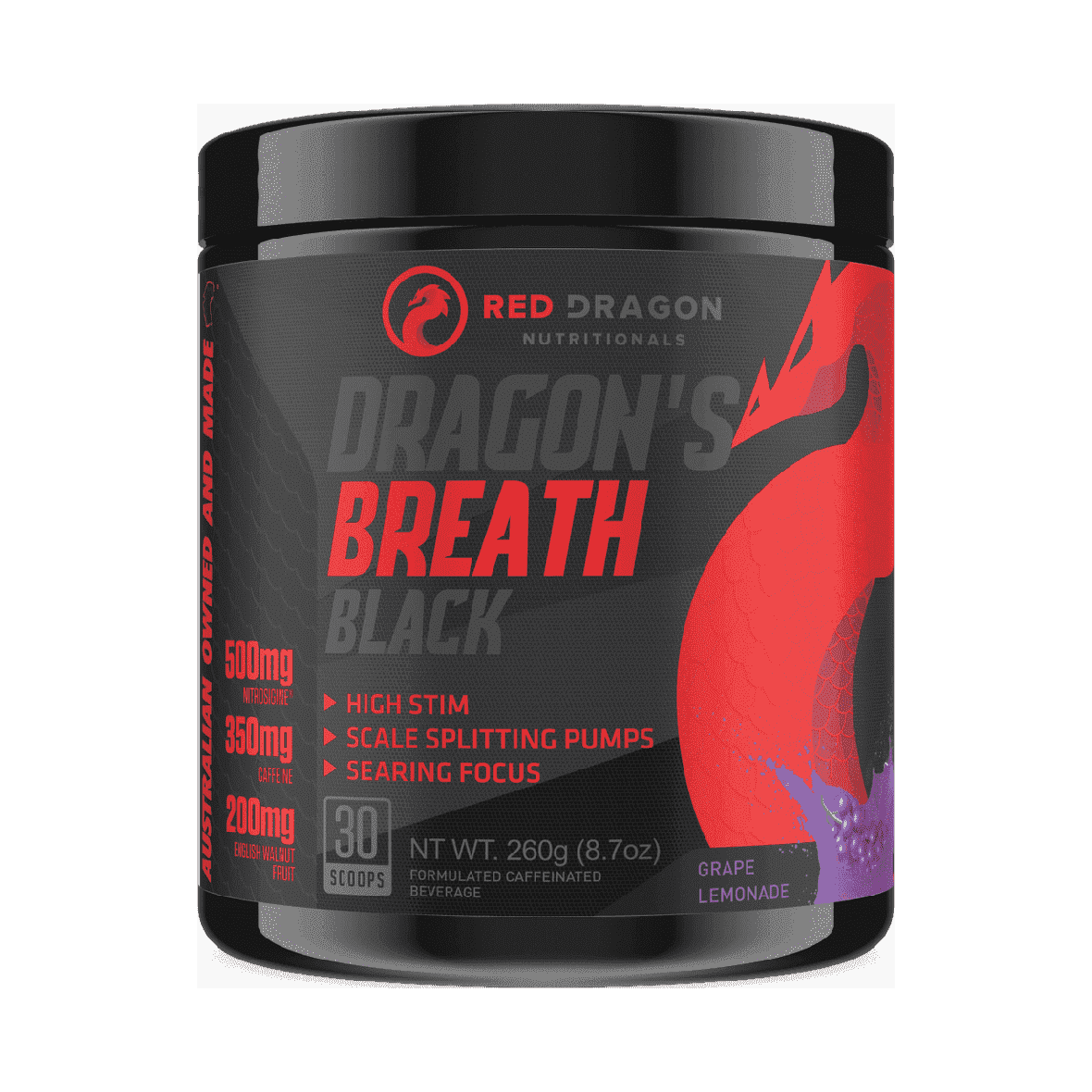 Dragons Breath Black Pre-Workout by Red Dragon Nutritionals - Stacked Supps